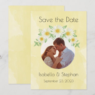 Reserve A Data Disies White Yellow Floral Photo Typografia