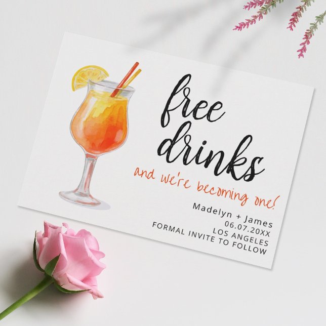 Reserve A Data Diversão Bebidas Grátis Foto Moderna Casamento (Criador carregado)