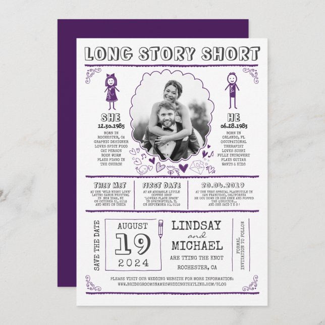 Reserve A Data Divirta-se casual e bonito Salve a foto de data (Frente/Verso)