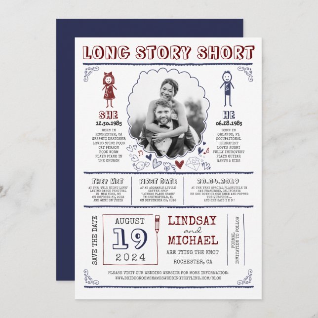 Reserve A Data Divirta-se casual e bonito Salve a foto de data (Frente/Verso)