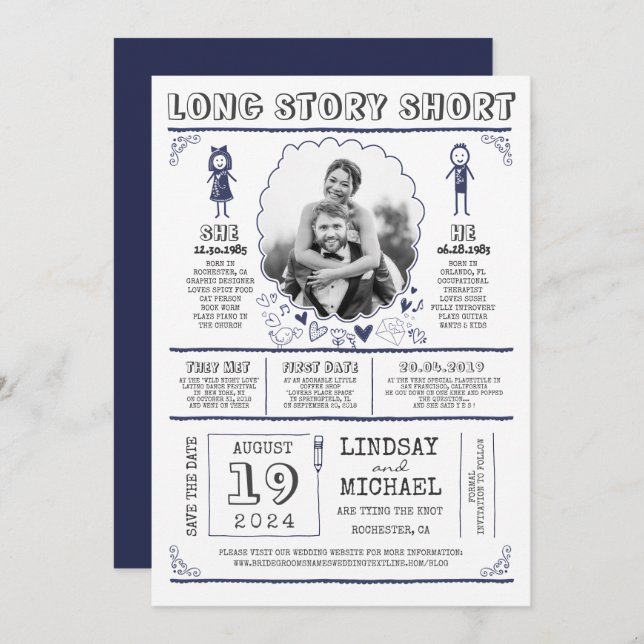 Reserve A Data Divirta-se casual e bonito Salve a foto de data (Frente/Verso)