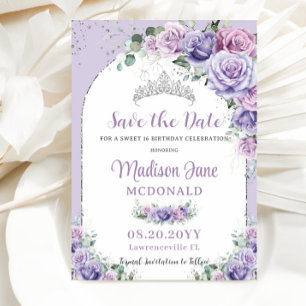 Reserve A Data Doce Aniversário de 16 Anos Floral Lilás Roxo Chic