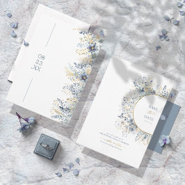 Reserve A Data Doce Padrão Floral Dusty Blue ID1045