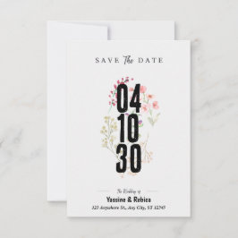 Reserve A Data Documento A4 de Salvar a Data Floral Cinza
