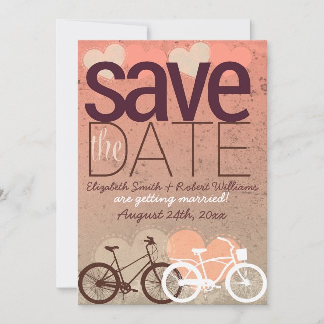Reserve A Data Dois Bicicletas Fofo Amor Salve a Data (Frente)