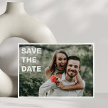 Reserve A Data Dois Casamento Simples de Sobreposição de Texto Br<br><div class="desc">Duas Fotografias Negrito Texto Branco Sobreposição Simples Casamento Guarde a Data</div>