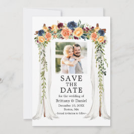 Reserve A Data Dossel de casamento floral misto aquarela Foto