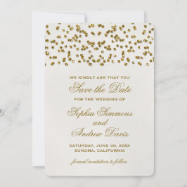 Reserve A Data Dourada Glamor Glitter Confetti Salvar a Data