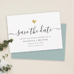 Reserve A Data Dourada Renovação de Vow com Script Mínimo Moderno<br><div class="desc">Este elegante cartão Guardar a Data para a renovação do seu voto brilha com simplicidade. Tipografia moderna,  caligrafia deslumbrante e acentuada por um delicado ouro cardíaco (impresso). No verso está o espaço para quaisquer outros detalhes,  como uma url do local de casamento.</div>