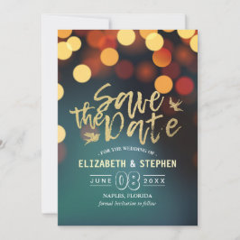 Reserve A Data Dourado Bokeh Moderno Casamento Leve Salve A Data