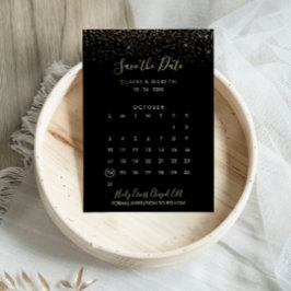 Reserve A Data Dourado Casamento com Glitter Salve o Calendário d