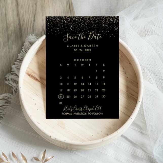 Reserve A Data Dourado Casamento com Glitter Salve o Calendário d (Criador carregado)