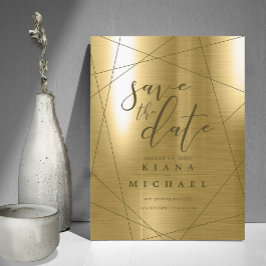 Reserve A Data Dourado Casamento Geométrico Metálico ID648