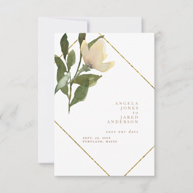 Reserve A Data Dourado de Primavera & Branco Simples Salve nossa  (Frente)