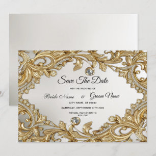 Reserve A Data Dourado Decorativo Salvar a Data