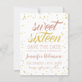 Reserve A Data Dourado e desfocado, Sweet 16 Save Date Sparkle Co