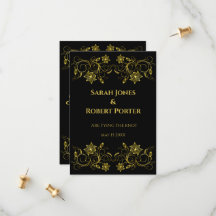 Dourado Filigrana e Script em Fundo Preto