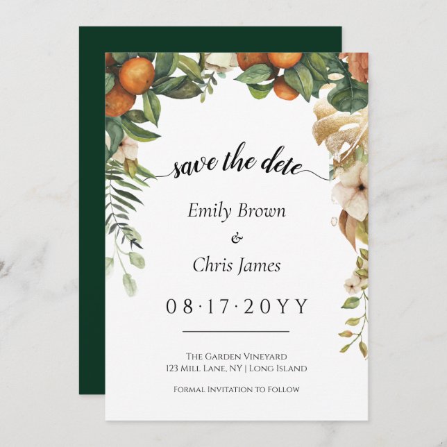 Reserve A Data Dourado Floral | Elegante Eucalyptus Greenery (Frente/Verso)