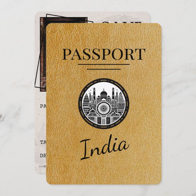 Reserve A Data Dourado India Passport Salvar a Data (Frente/Verso)