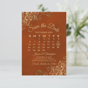 Reserve A Data Dourado local no calendário de casamento Elegante