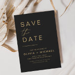Reserve A Data Dourado Preto Salve o Script Minimalista de Data E<br><div class="desc">Negra Elegante de Casamento e Cartões salve a data Dourados. Os Cartões salve a data contêm uma moderna tipografia cursiva escrita escrita escrita escrita escrita escrita escrita escrita que é elegante,  simples e moderna a ser usada depois da simples celebração do dia de casamento minimalista.</div>