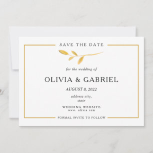 Reserve A Data Dourado ramo de na moda. Casamento com Tipografia 