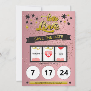 Reserve A Data Dourado Rosa Brilho Loteria Amor Salve a Data