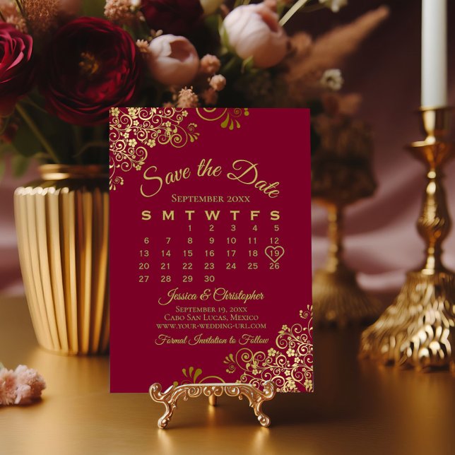 Reserve A Data Dourados Amigos no Calendário de Casamento Elegant (Criador carregado)