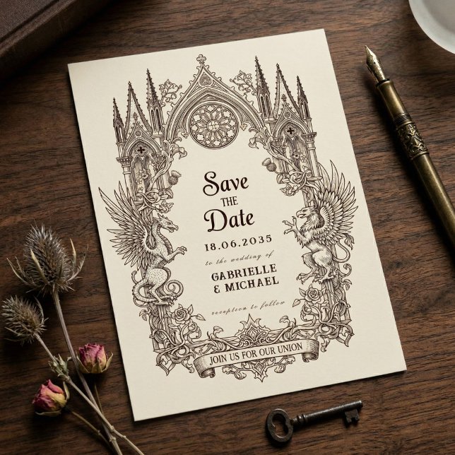 Reserve A Data Dragão Gótico Medieval Grifo papel antigo (Criador carregado)