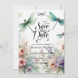 Reserve A Data Dragonflies and Pastel Florals Save the Date