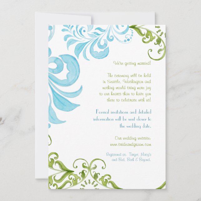 Reserve A Data Dragonfly Swirls Scroll Chic Modern Floral Invite (Frente)