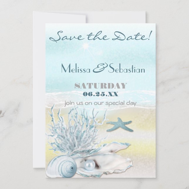Reserve A Data Dream Shore Beach Blue Wedding Salvar a Data (Frente)