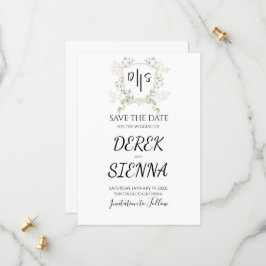 Reserve A Data Dusky Wildflower Monograma Crest Casamento