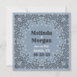 Reserve A Data Dusty Blue Bandana Flat Save The Date Card