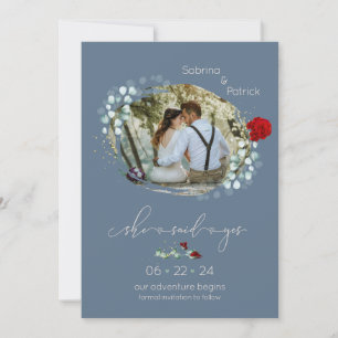 Reserve A Data Dusty Blue Burgundy Ela Disse Sim Foto