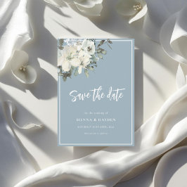 Reserve A Data Dusty Blue Delicate Floral Save The Date Card