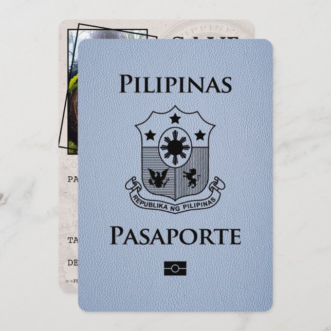 Reserve A Data Dusty Blue Filipinas Passaporte Salvar Data (Frente/Verso)