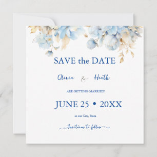 Reserve A Data Dusty Blue Floral Dourado Casamento 2