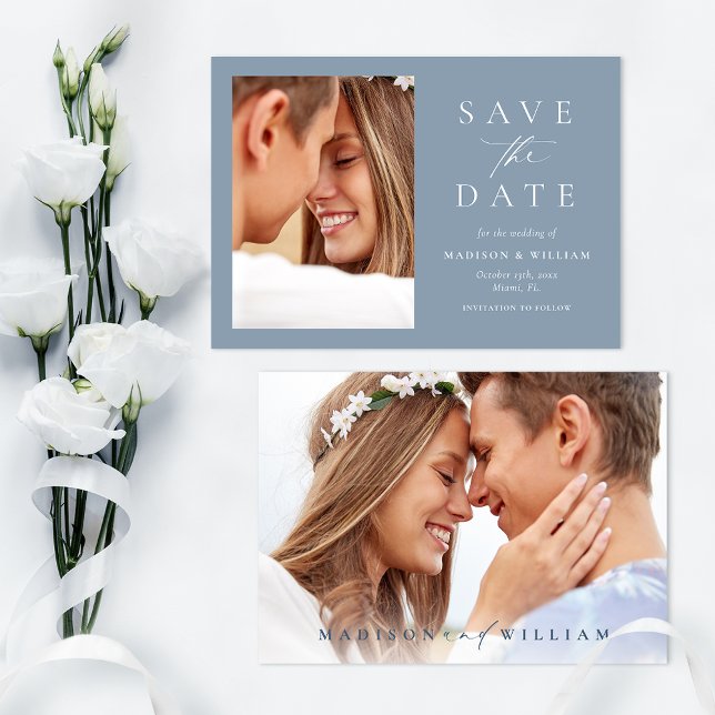 Reserve A Data Dusty Blue Foto Moderna Casamento Salve A Data (Criador carregado)