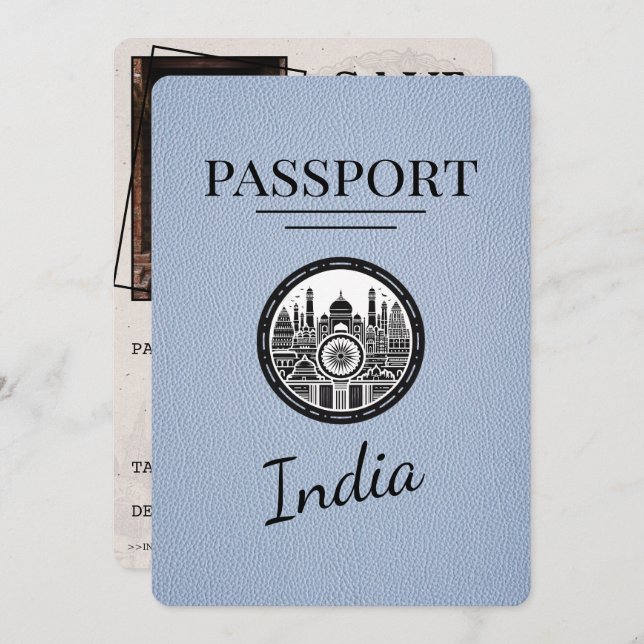 Reserve A Data Dusty Blue India Passport Salvar Data (Frente/Verso)