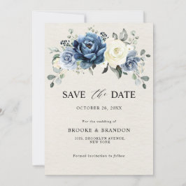 Reserve A Data Dusty Blue Marinho Champagne Ivory Floral Wedding 