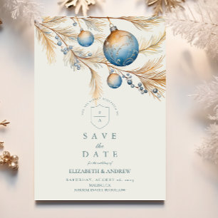 Reserve A Data Dusty Blue Ornament Weding