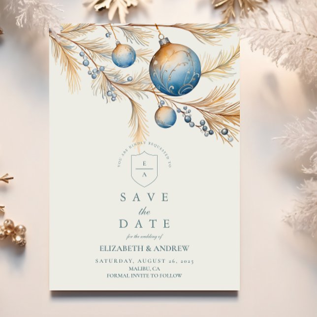 Reserve A Data Dusty Blue Ornament Weding (Criador carregado)