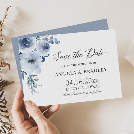 Reserve A Data Dusty Blue Romântico Boho Floral Casamento