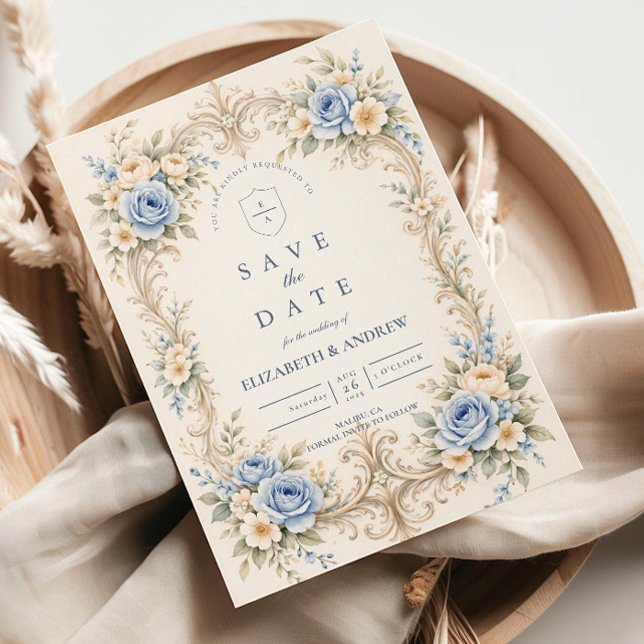 Reserve A Data Dusty Blue Rose Baroque Wedding (Criador carregado)