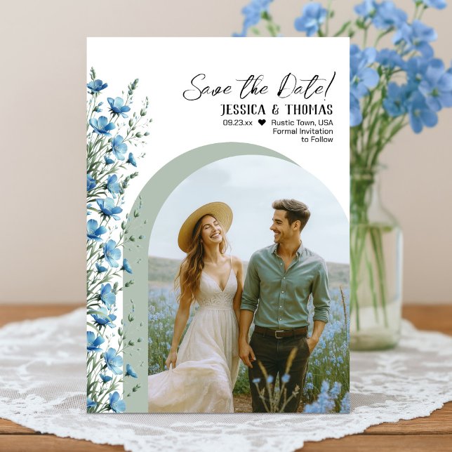 Reserve A Data Dusty Blue & Sage Wildflower Arch Casamento Fotogr (Criador carregado)