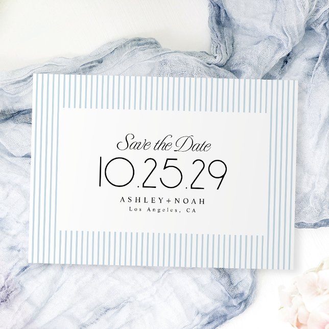 Reserve A Data Dusty Blue Striped Elegance Classy Wedding (Dusty Blue Striped Elegance Classy Wedding Save The Date)