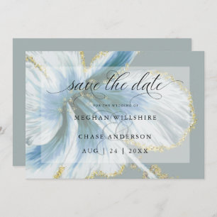 Reserve A Data Dusty Blue Tropical Flower Watercolor Salvar Dados