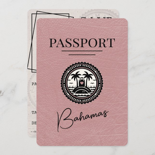 Reserve A Data Dusty Rosa Bahamas Passaporte Salvar Data (Frente/Verso)