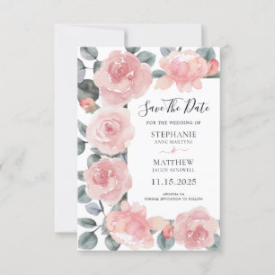 Reserve A Data Dusty Rosa Eucalyptus Watercolor Casamento Floral